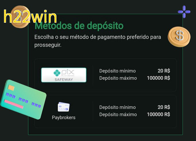 O cassino h22winbet oferece uma grande variedade de métodos de pagamento